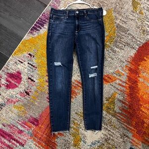 Gap Women's Dark Blue Ripped Skinny Jeans